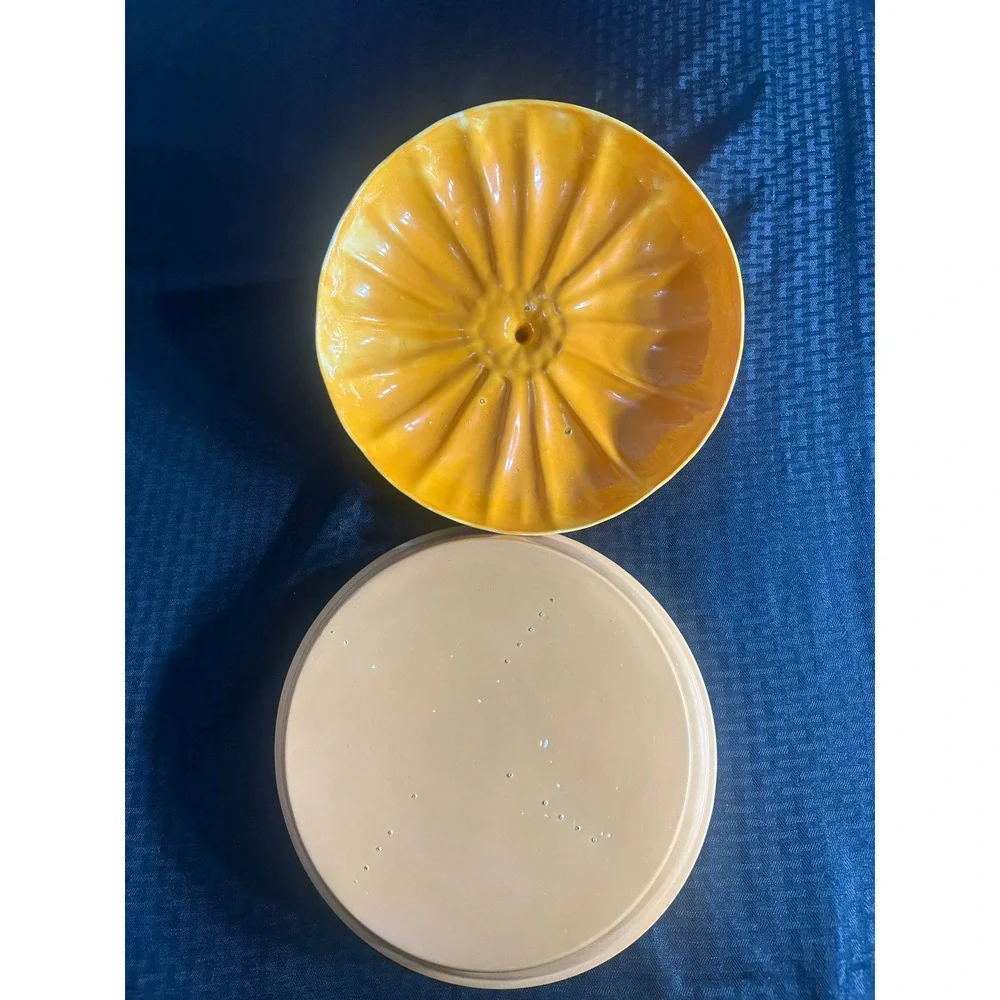 Vintage Ceramic Pumpkin Pie Keeper Dish w Lid Fall Thanksgiving Cottagecore